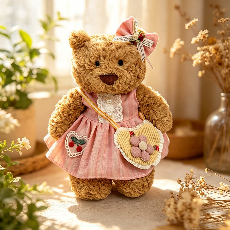 Medium Bartholomew bear clothes outfits - Pink Dress & Crossbody Bag Outfit