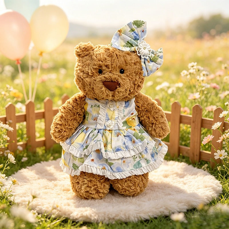 Medium Bartholomew bear clothes outfits - Blue Blooming Floral Dress