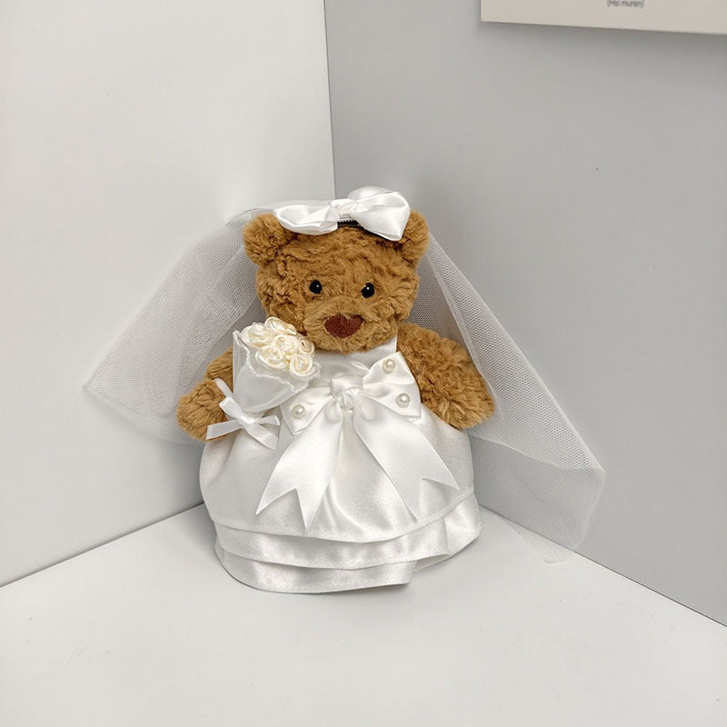 Tiny Bartholomew Bear clothes outfits - Satin Wedding Dress