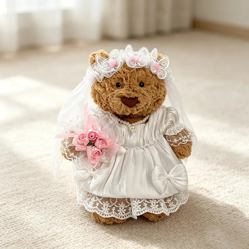 Medium Bartholomew bear clothes outfits - Pearl Pink Floral Wedding Dress