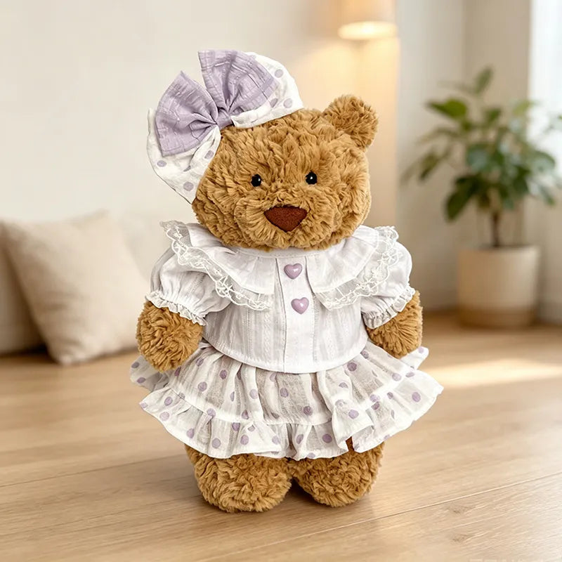 Medium Bartholomew bear clothes outfits - Purple Button Polka Dot Dress