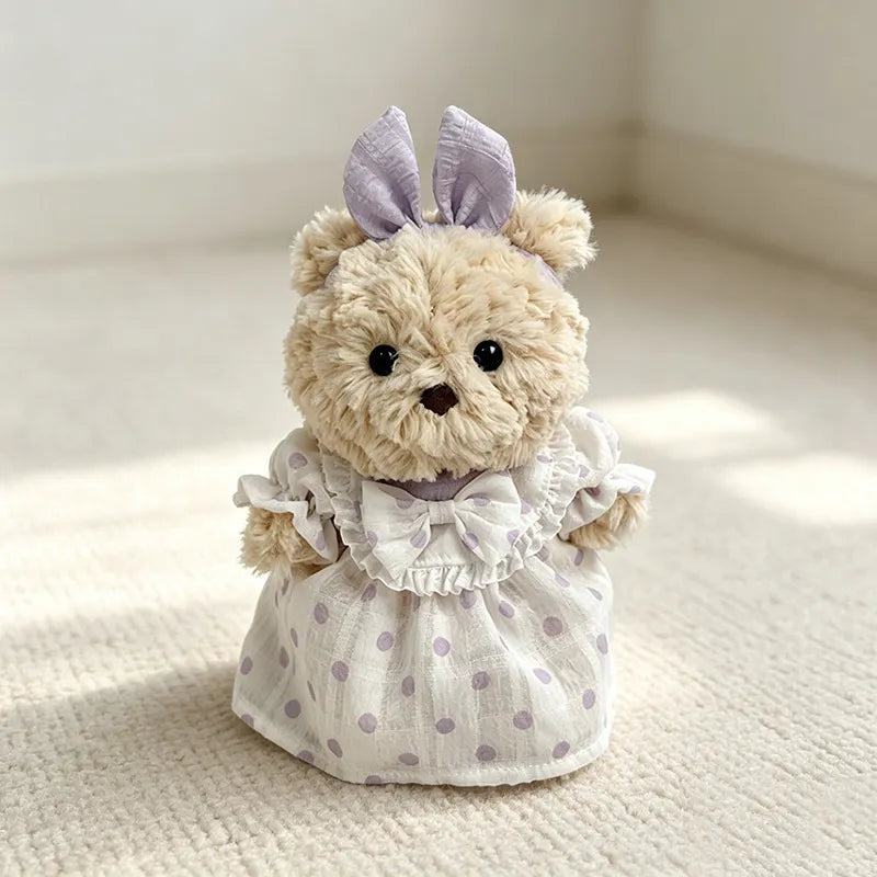 Bartholomew Bear Junior clothes outfits - Purple Polka Dot Chiffon Dress