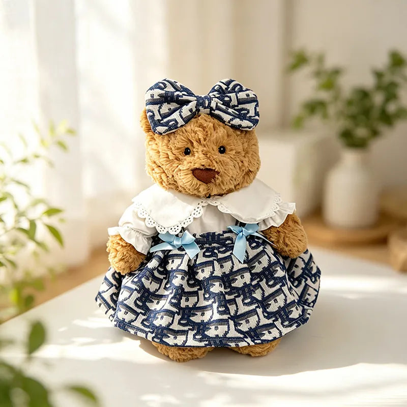 Medium Bartholomew bear clothes outfits - Blue & White Floral Dress