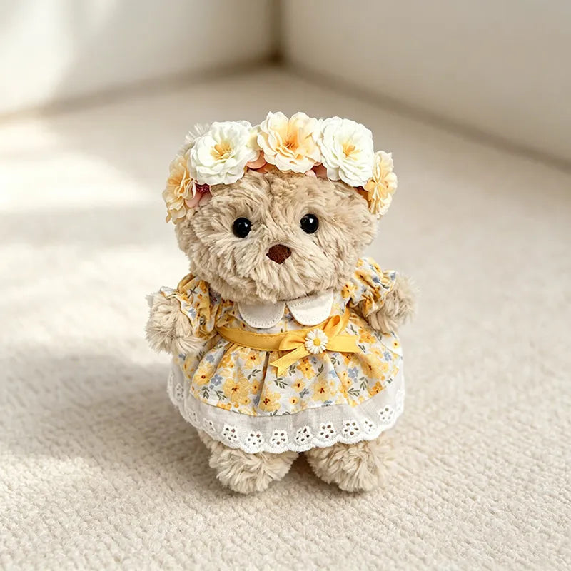 Bartholomew Bear Junior clothes outfits - Yellow & White Floral Dress