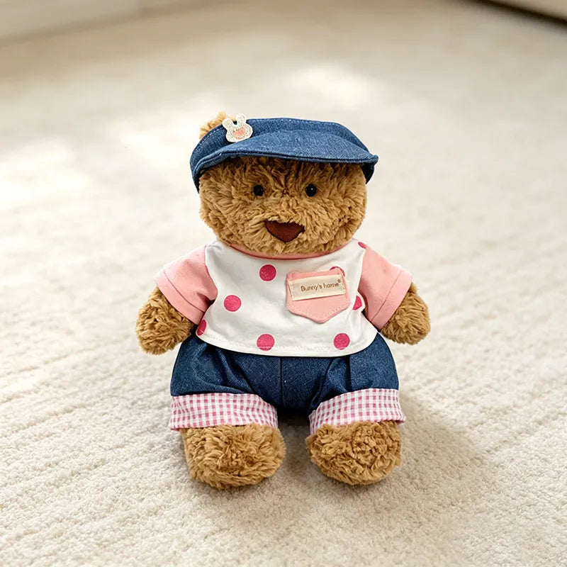 Medium Bartholomew bear clothes outfits - Pink Polka Dot Bunny Hat Denim Outfit