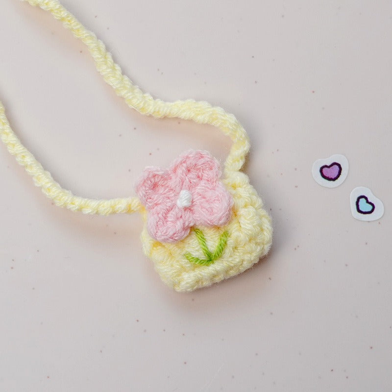 Small/Medium plush crochet bibs clothes outfits - Yellow flower crossbody bag