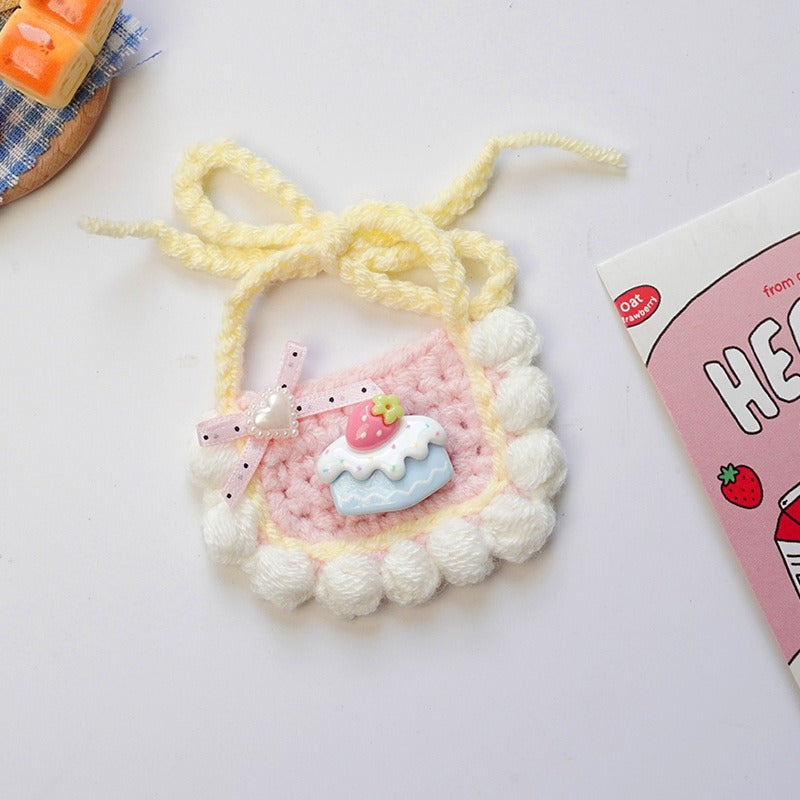Small/Medium plush crochet bibs clothes outfits - Pink cake bibs