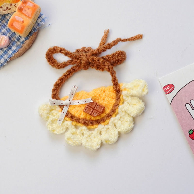Small/Medium plush crochet bibs clothes outfits - Yellow chocolate bibs