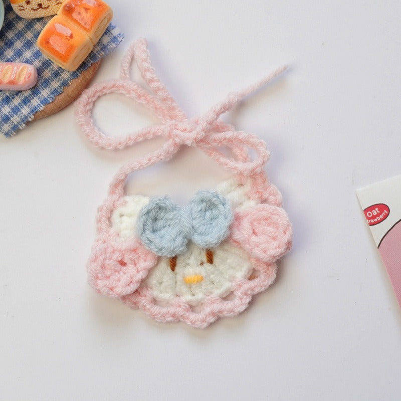 Small/Medium plush crochet bibs clothes outfits - Pink cute bibs