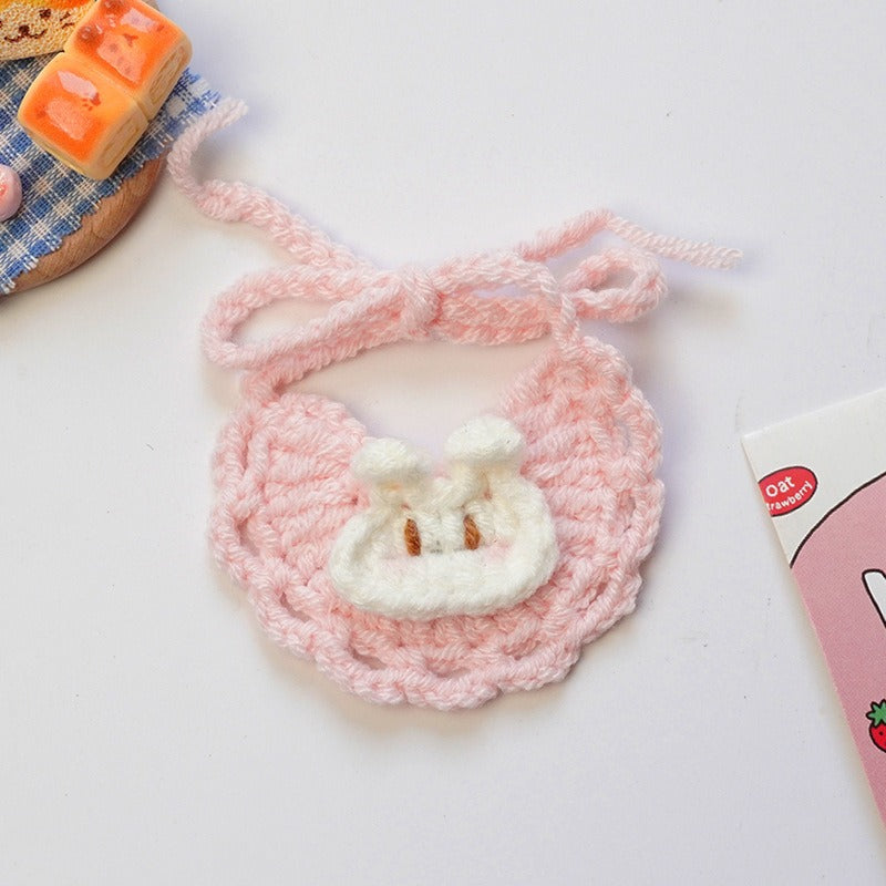 Small/Medium plush crochet bibs clothes outfits - Pink bunny bibs