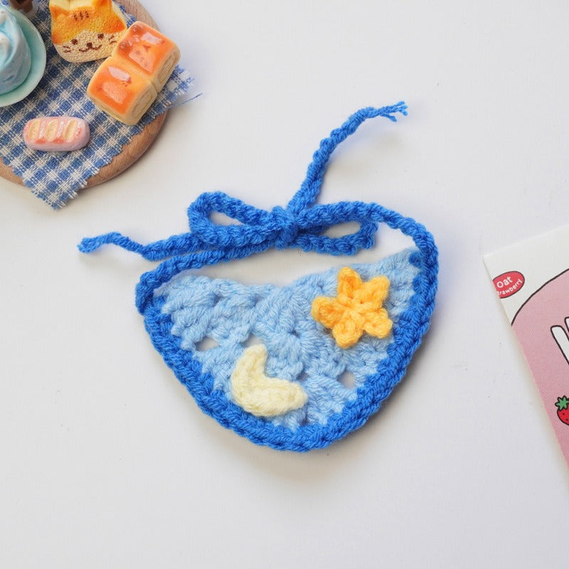 Small/Medium plush crochet bibs clothes outfits - Blue Star Moon bibs