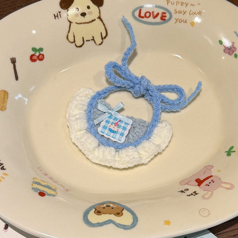 Small/Medium plush crochet bibs clothes outfits - Blue cupcake bibs