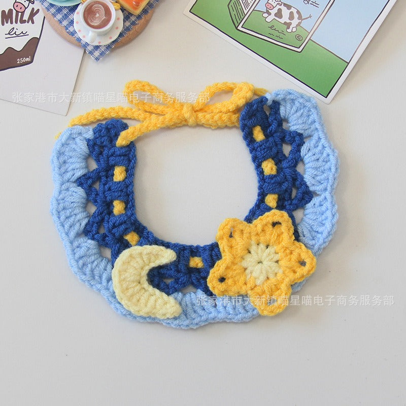Medium/Large Bartholomew bear Crochet Bib Outfit - Dark Blue Star Moon Bib