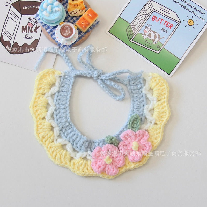 Medium/Large Bartholomew bear Crochet Bib Outfit - Pink Flower Bib