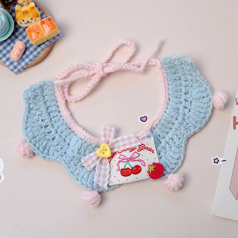 Medium/Large Bartholomew bear Crochet Bib Outfit - Blue Cherry Bib