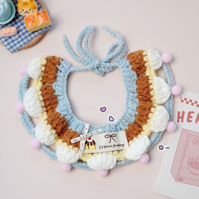 Medium/Large Bartholomew bear Crochet Bib Outfit - Brown Blue Bib