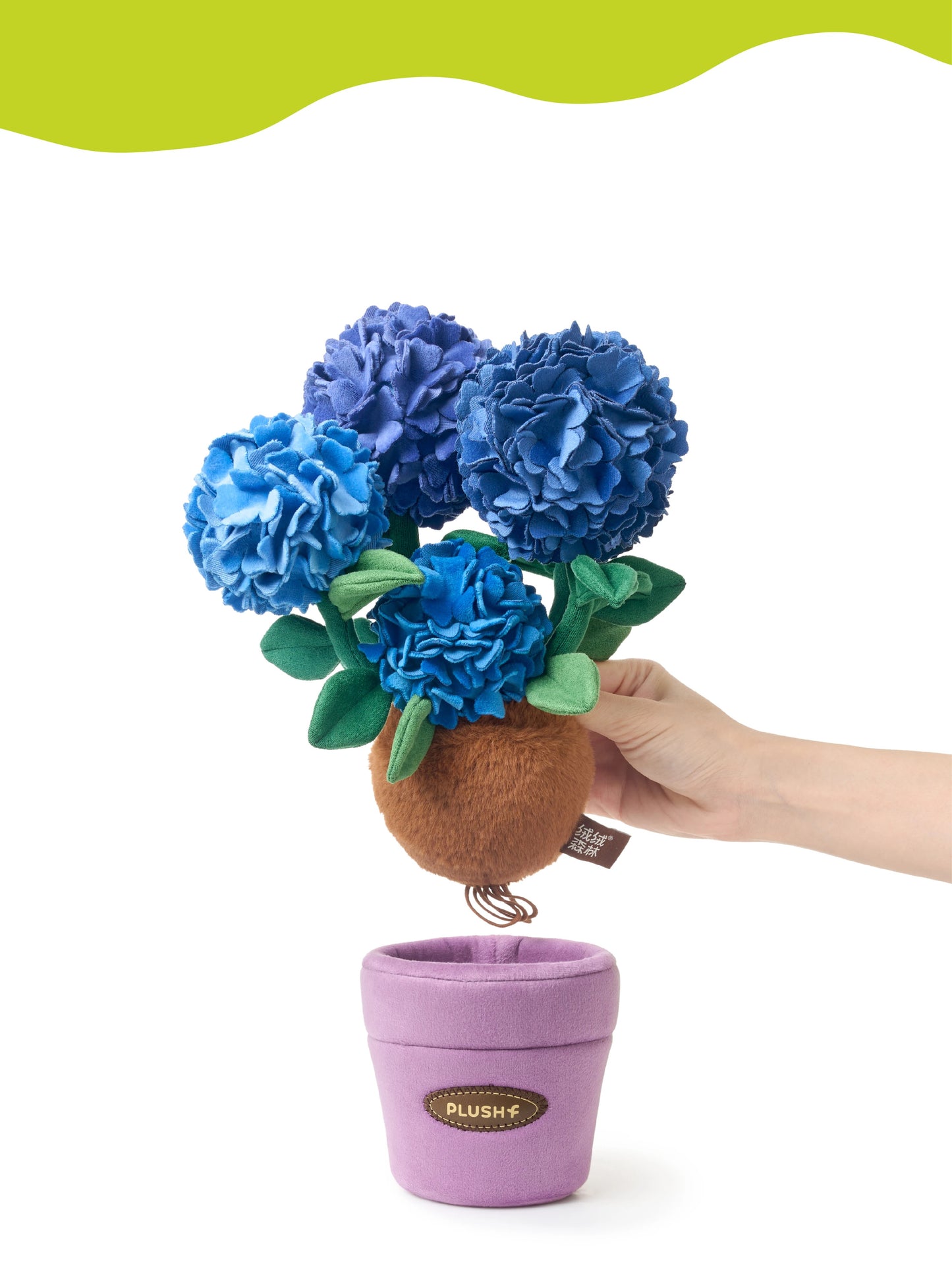 PlushWoods - Blue Hydrangea Plant Plush