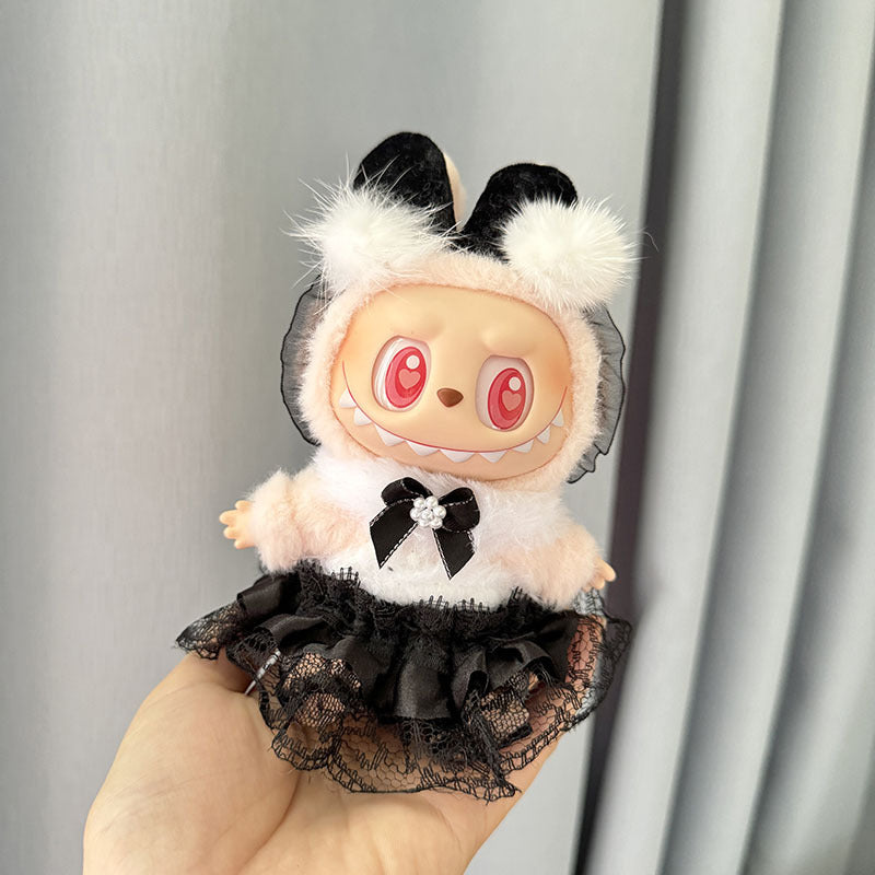 4inch bag charm cute custom clothes outfits - black white dress - 010109