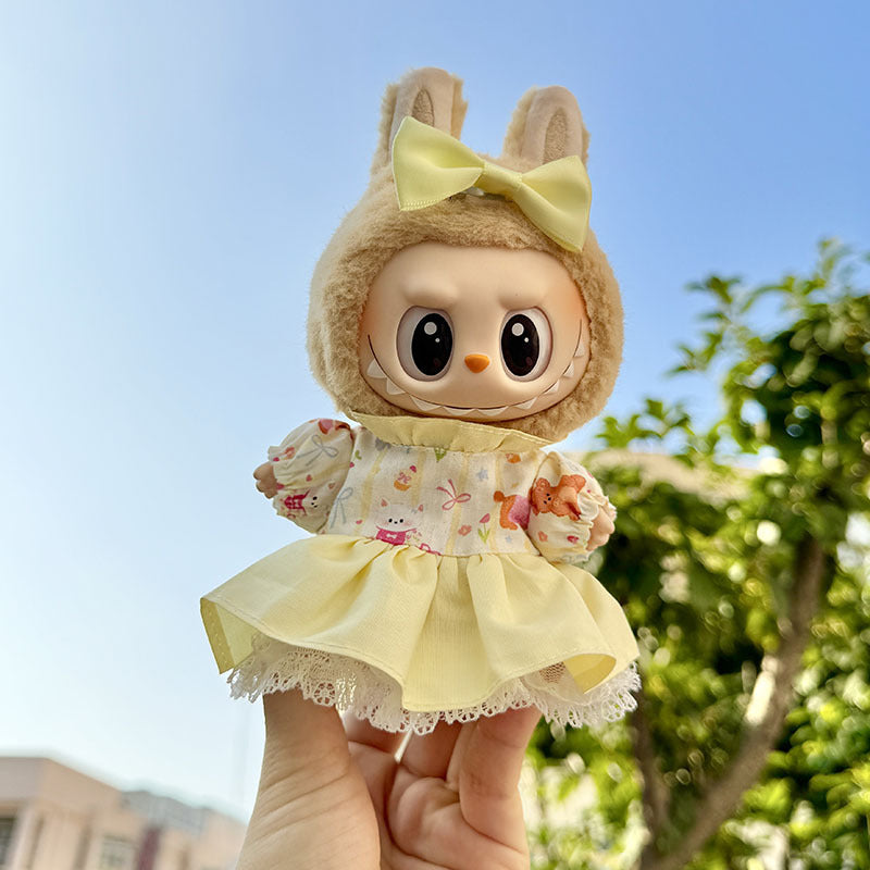4inch bag charm cute custom clothes outfits - yellow flower dress -010110