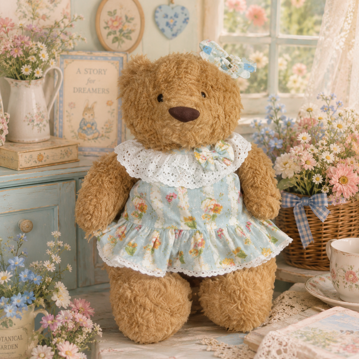 Bartholomew bear clothes outfits - Storybook Floral Ruffle Dress Set