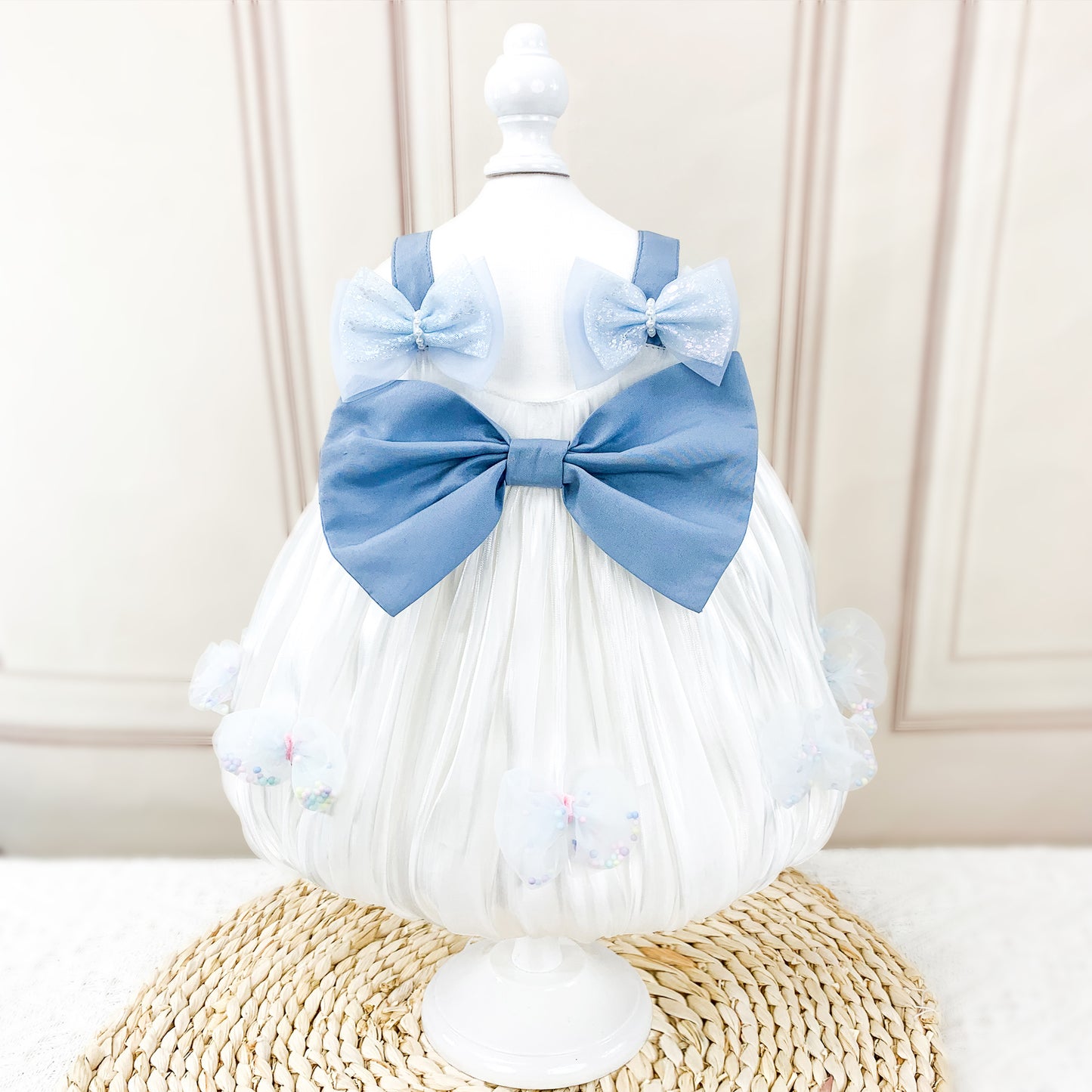 Large Bartholomew Bear clothes outfits - Blue Dreamy Satin Dress