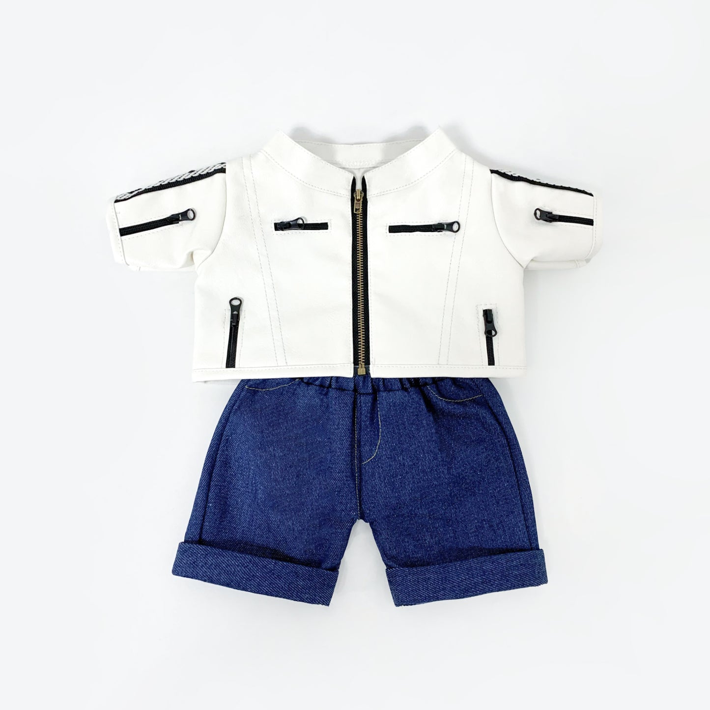 Large Bartholomew Bear clothes outfits - White Biker Outfit Set