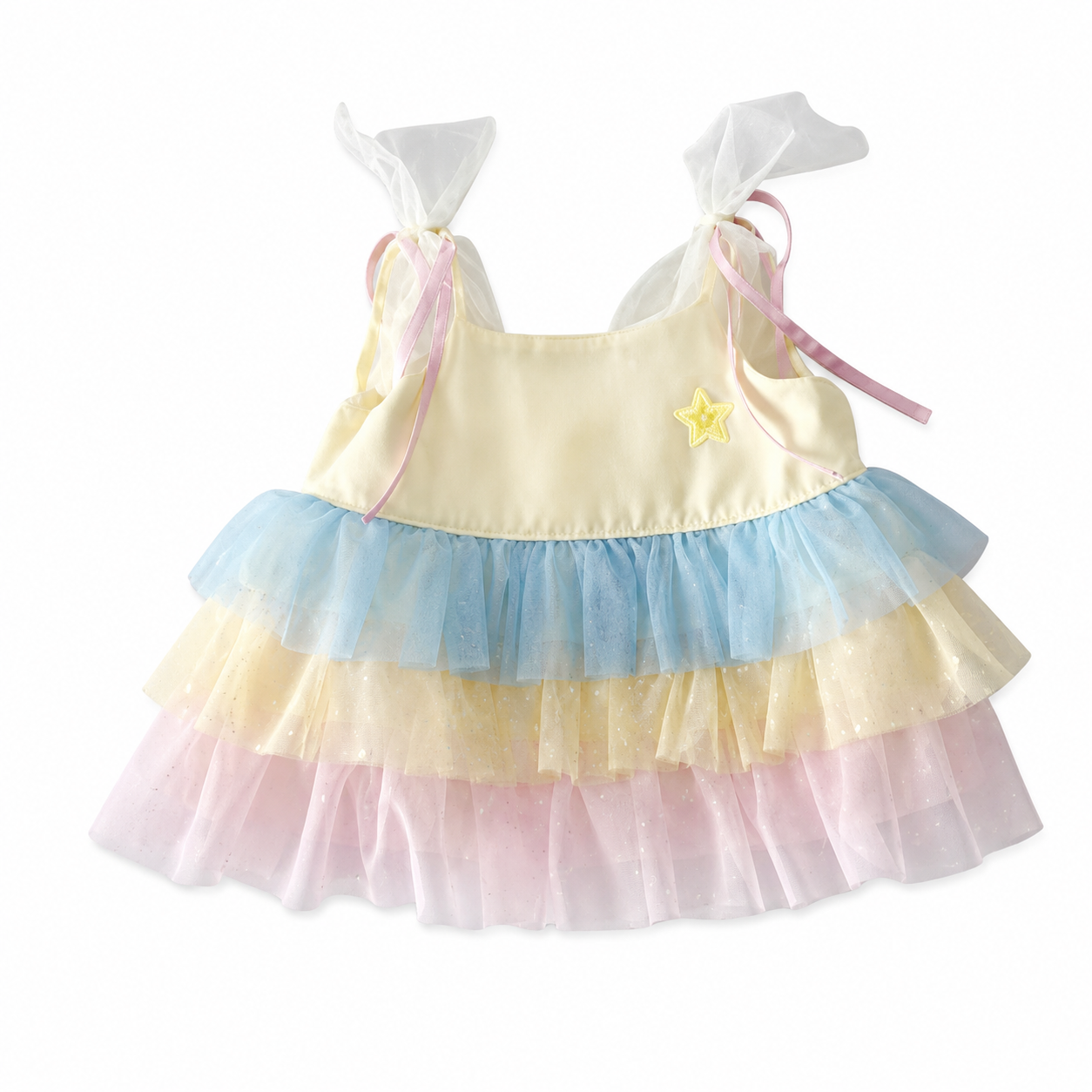 Large Bartholomew Bear & 16" Plush Clothes Outfit - Rainbow Layered Cake Dress