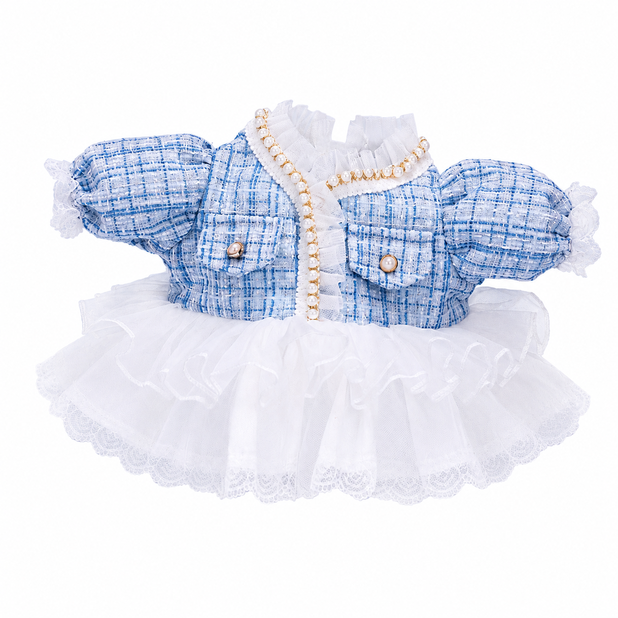 Large Bartholomew Bear & 16" Plush Clothes Outfit - Pearl Tweed Dress