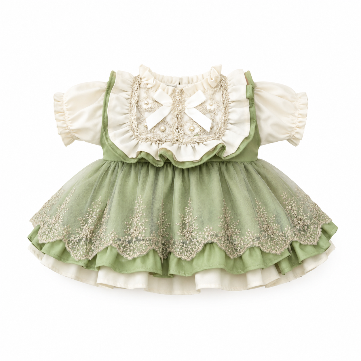 Medium/Large Bartholomew Bear & 12"/16" Plush Clothes Outfit - Green Vine Tulle Dress