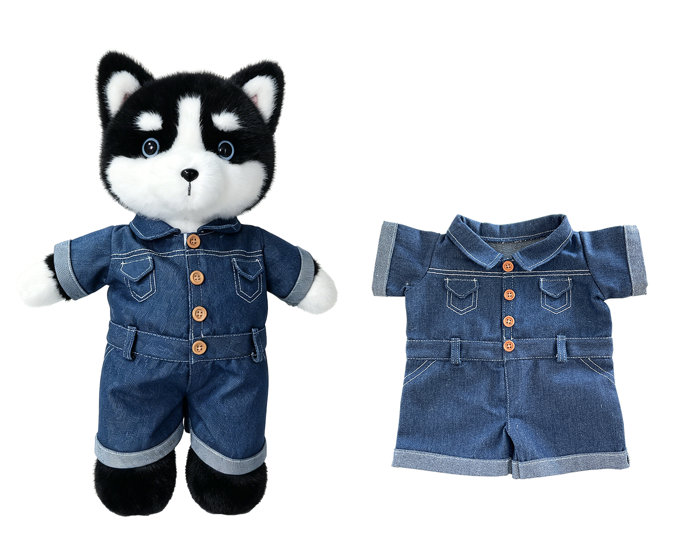 Large Bartholomew Bear & 16" Plush Clothes Outfit - Blue Denim Jumpsuit