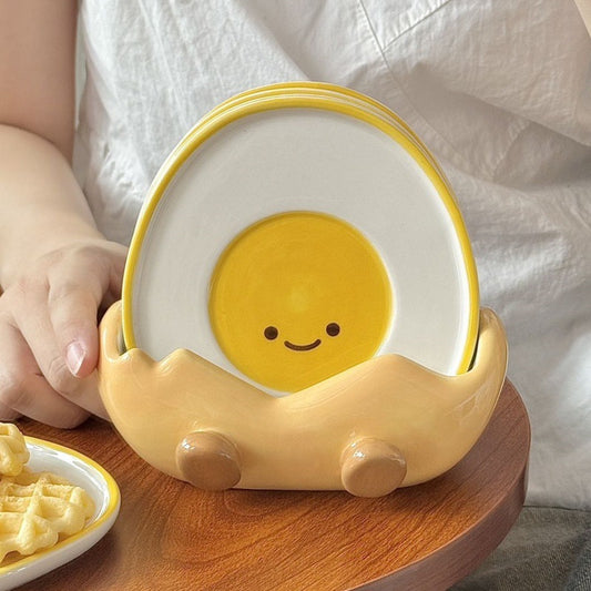 Adorable Ceramic Egg Plate - Breakfast Snack Tray Fun & Functional Design