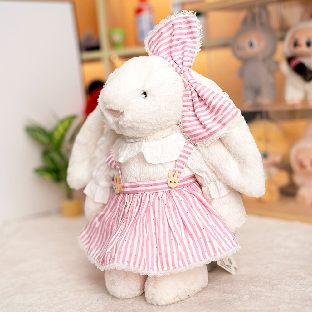 Bartholomew Bear/Bashful Bunny cute clothes outfits - Pink Striped Dress with Wooden Buttons
