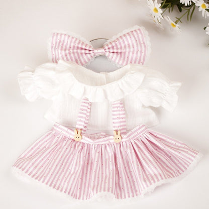 Bartholomew Bear/Bashful Bunny cute clothes outfits - Pink Striped Dress with Wooden Buttons