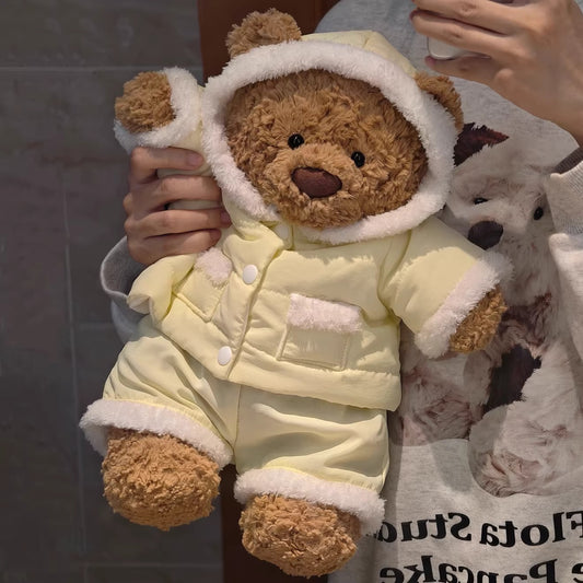 Bartholomew bear cute clothes outfits - Yellow Hooded Fur-Trim Jacket