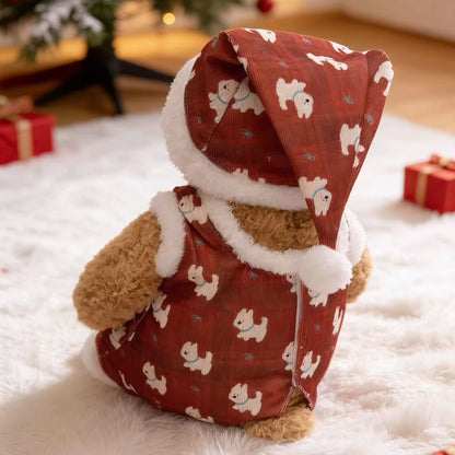 Bartholomew bear cute clothes outfits - Red Puppy Pajamas