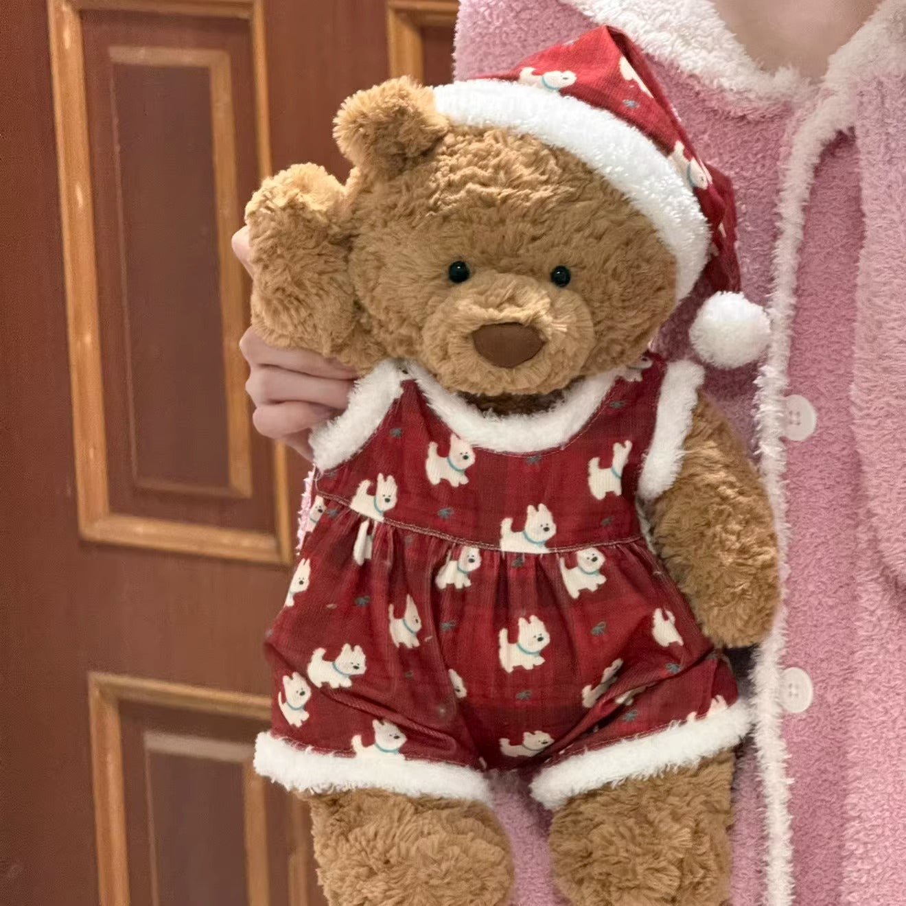 Bartholomew bear cute clothes outfits - Red Puppy Pajamas