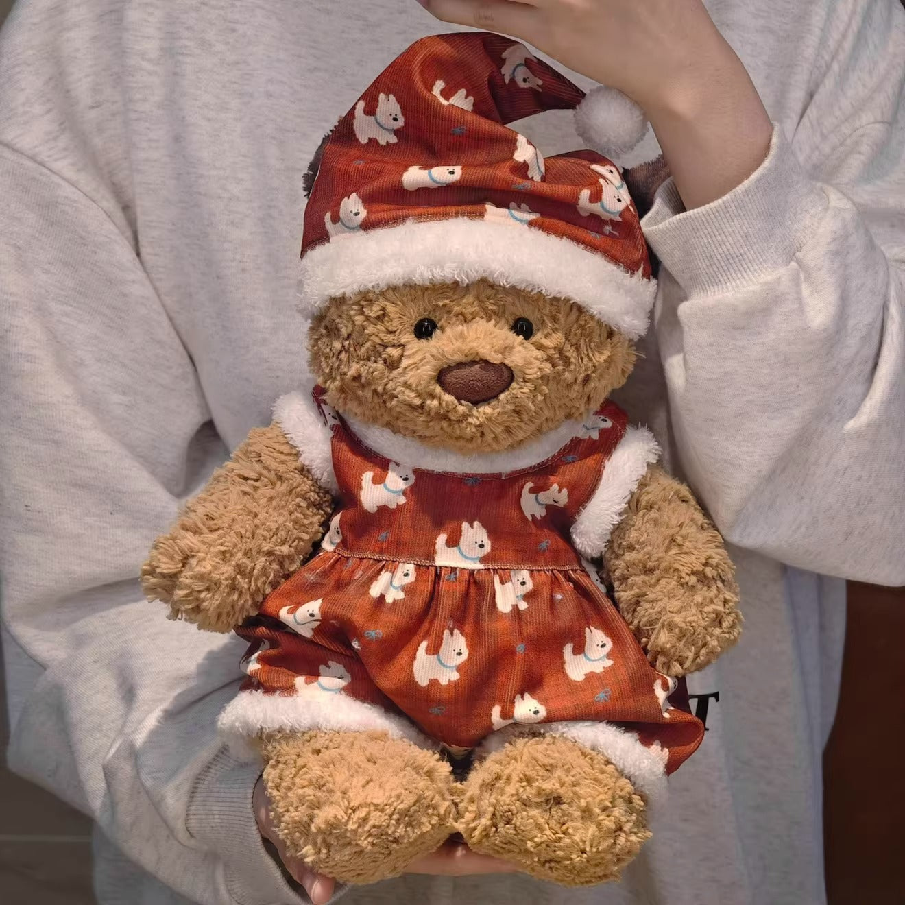 Bartholomew bear cute clothes outfits - Red Puppy Pajamas