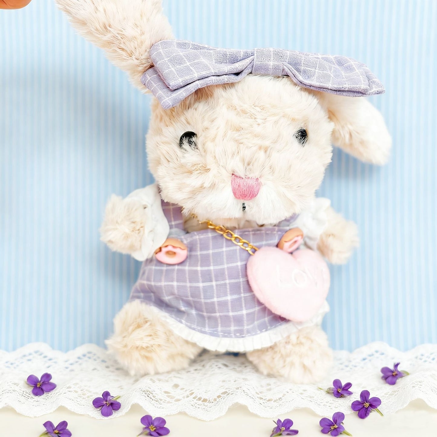 Yummy Bunny custom clothes outfits - Purple Plaid Dress Set with Bow