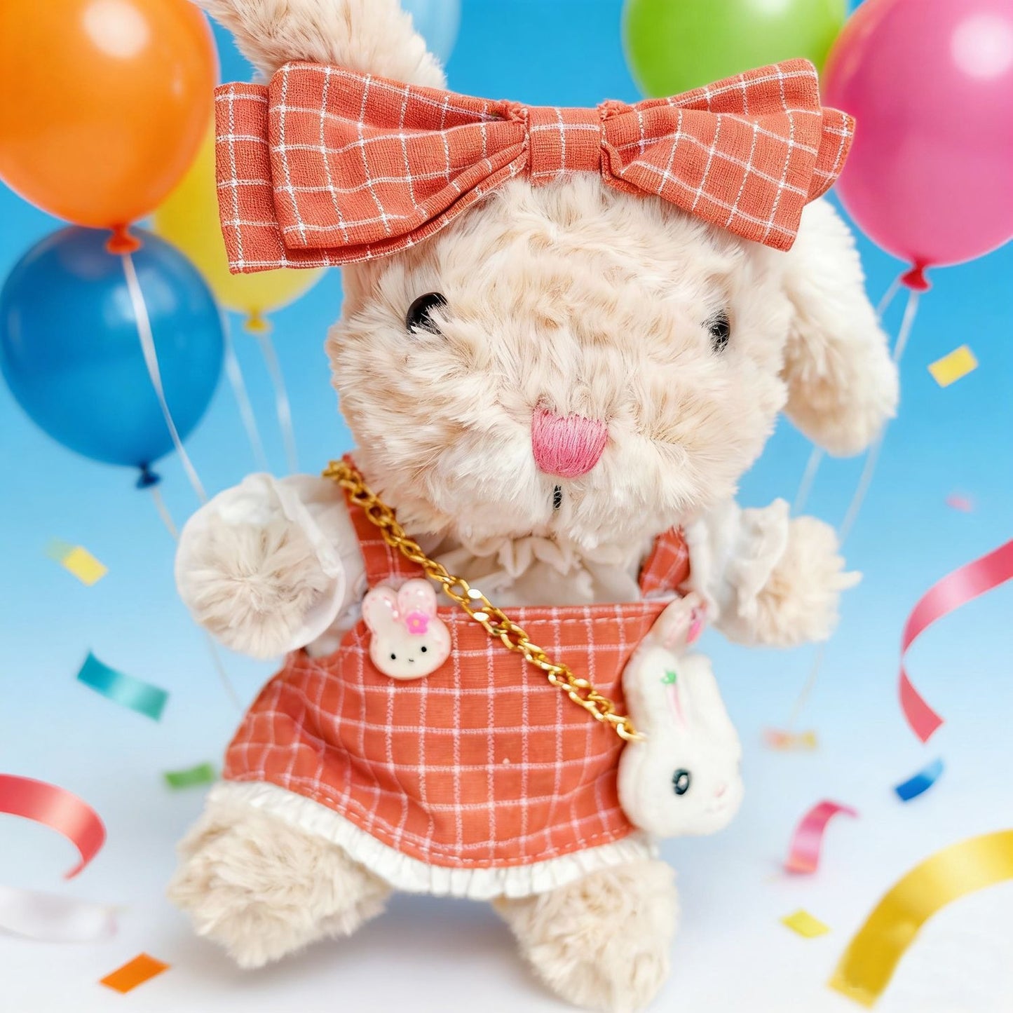 Yummy Bunny custom clothes outfits - Orange Plaid Dress Set with Bow