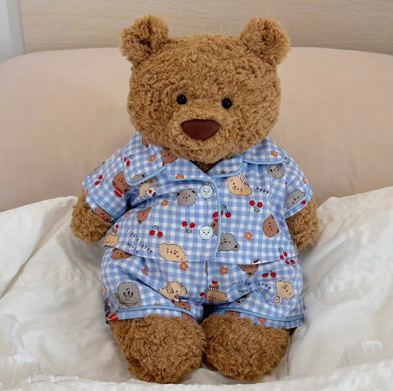 Bartholomew bear cute clothes outfits - blue sleepwear(tiny/medium/large/huge)
