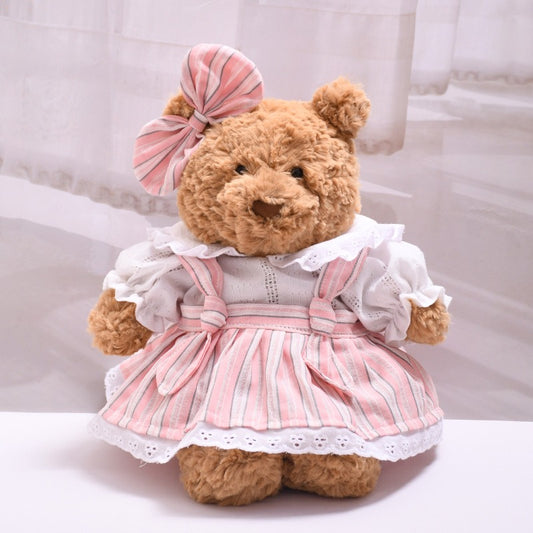 Bartholomew bear clothes outfits - Pink Striped T-Shirt & Shirt Dress Set
