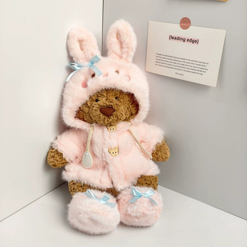 Medium Bartholomew bear clothes outfits - Pink/Purple/Blue Plush Bunny Hooded Jacket
