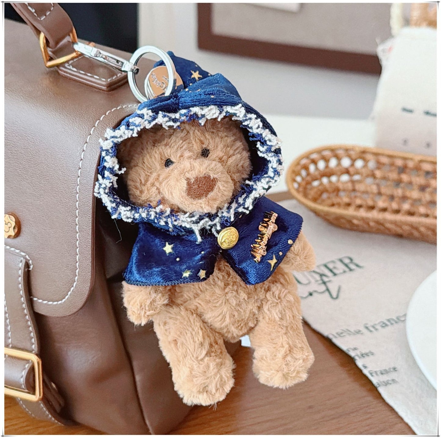 Bartholomew Bear Bag Charm clothes outfits - White / Blue Dream Star Shawl