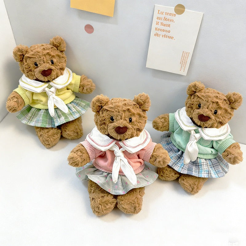 Bartholomew Bear/Yummy Bunny clothes outfits - Headband Collared Top Plaid Skirt Set