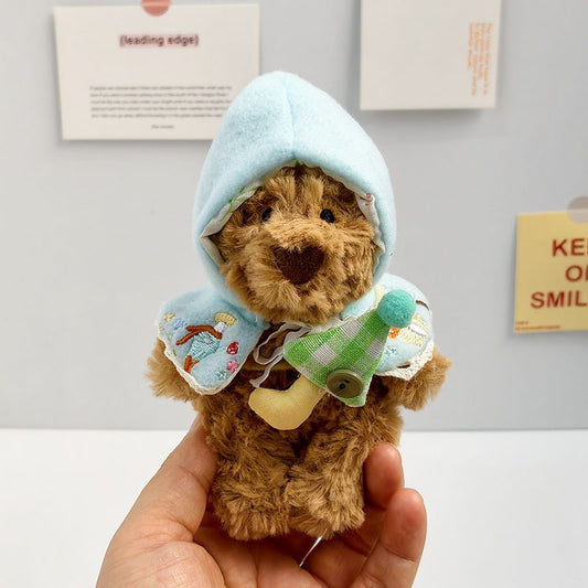 Bartholomew Bear Bag Charm clothes outfits - Blue Floral Cape