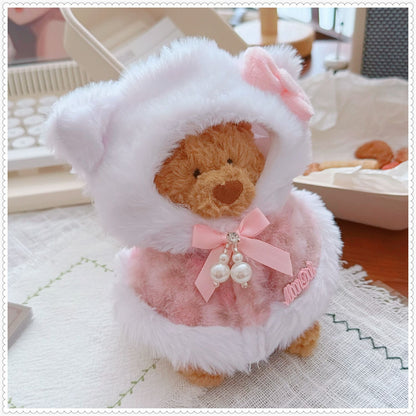 Tiny Bartholomew Bear clothes outfits - Cute Leopard Shawl (Pink)