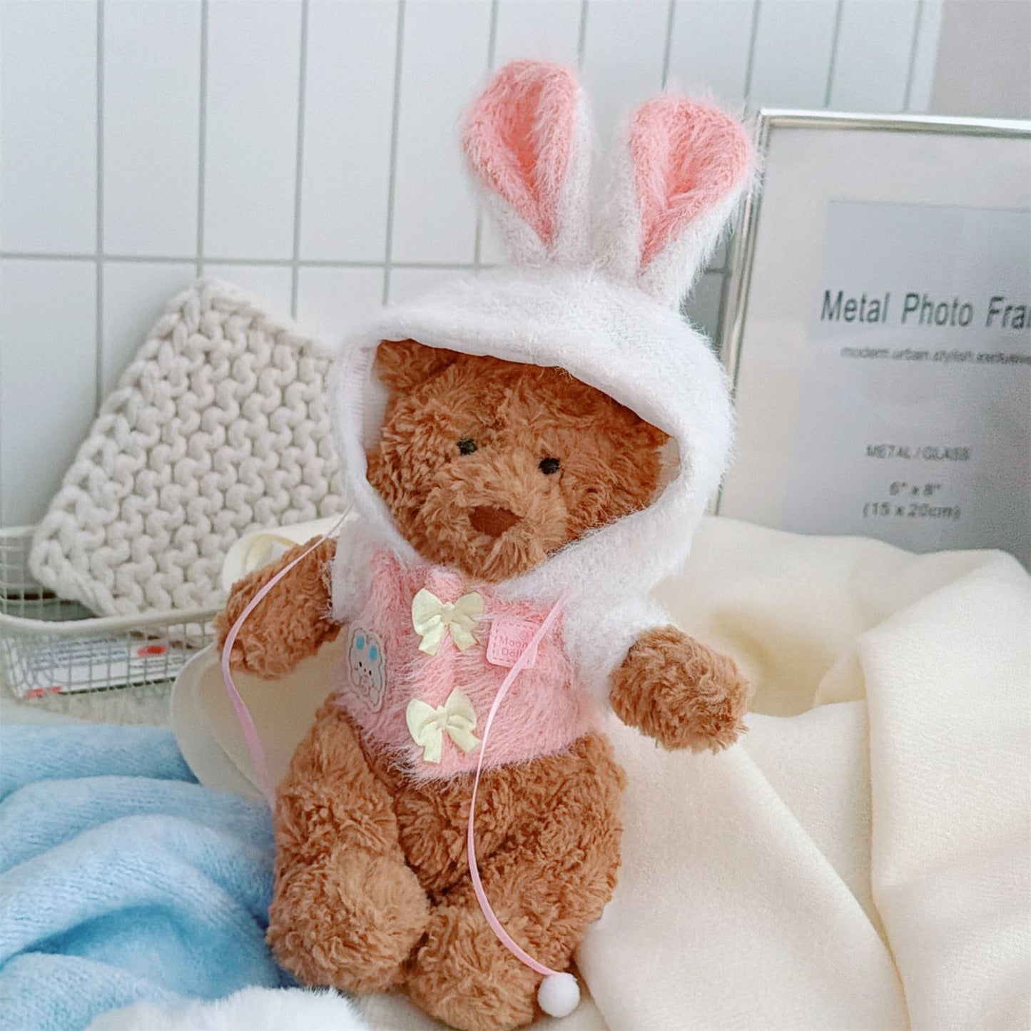 Tiny Bartholomew Bear clothes outfits - Fluffy Bunny Outfit (Pink)