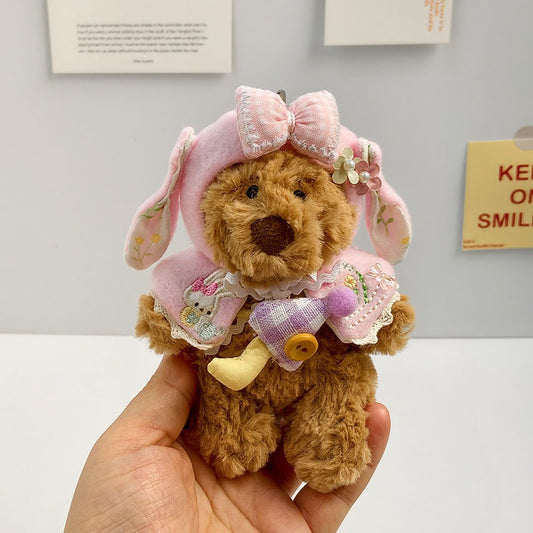 Bartholomew Bear Bag Charm clothes outfits - Pink Floral Cape