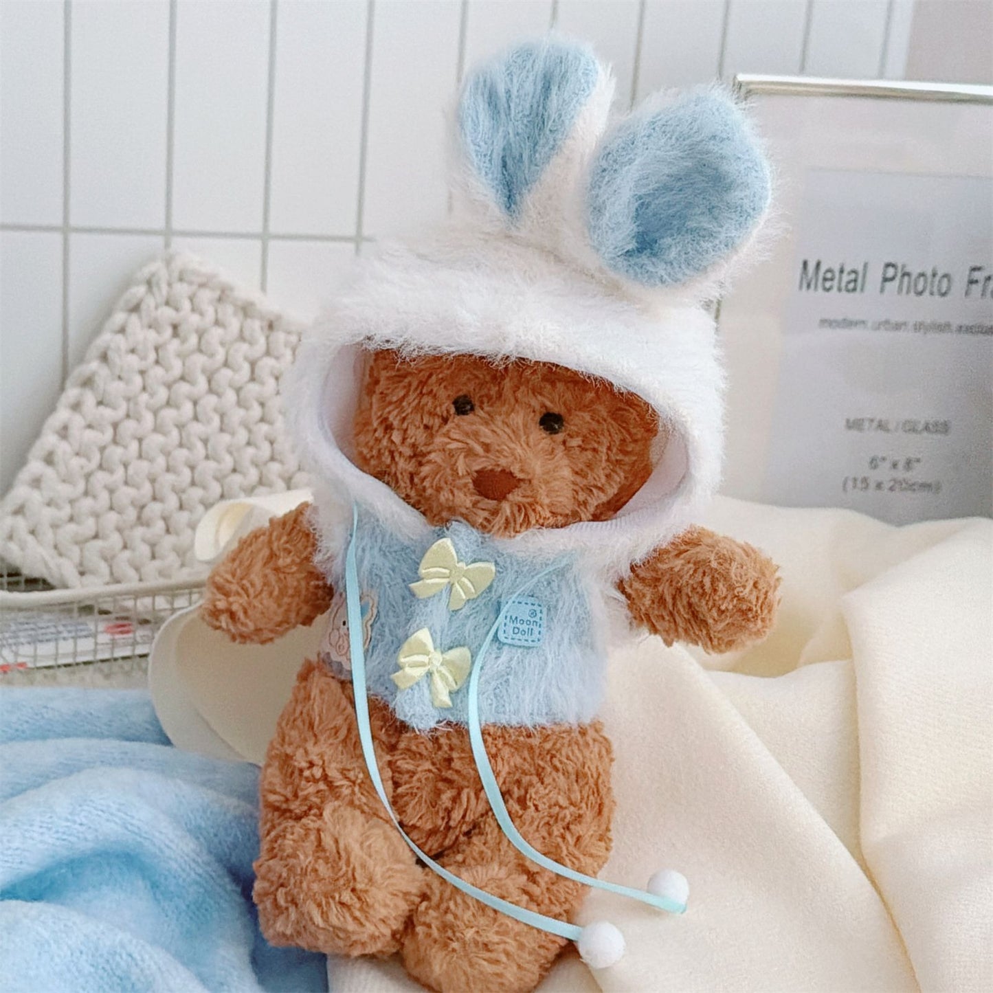 Tiny Bartholomew Bear clothes outfits - Fluffy Bunny Outfit (Blue)