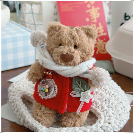 Bartholomew Bear Bag Charm clothes outfits - Fluffy New Year Vest & Colorful Scarf